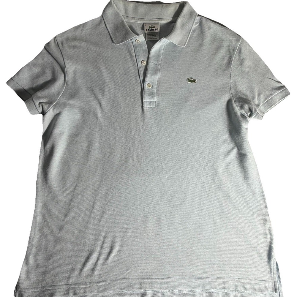 Y2K Lacoste Polo Shirt Women's Size 6 Light Blue Crocodile Logo Peru